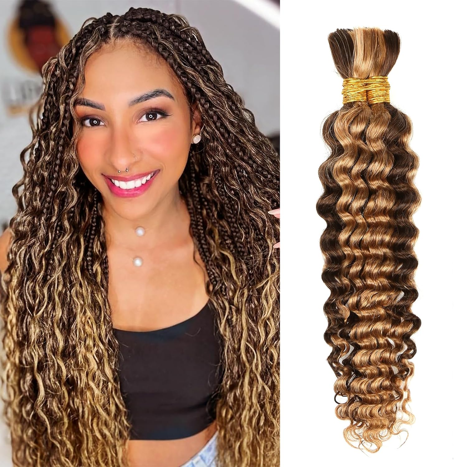4/27 Honey Blonde Human Braiding Hair for Stunning Styles
