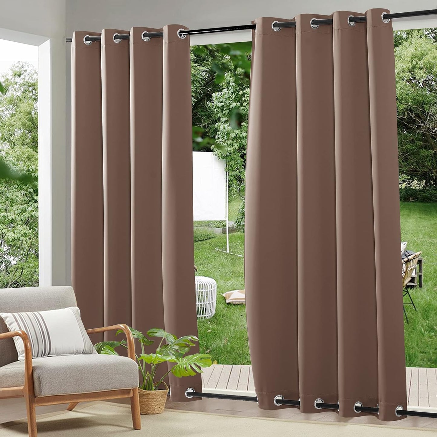 RYB HOME Windproof Outdoor Curtains for Patio and Gazebo Use
