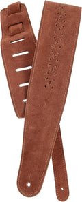 D'Addario Leather Guitar Strap - Comfortable Camel Suede Rosette