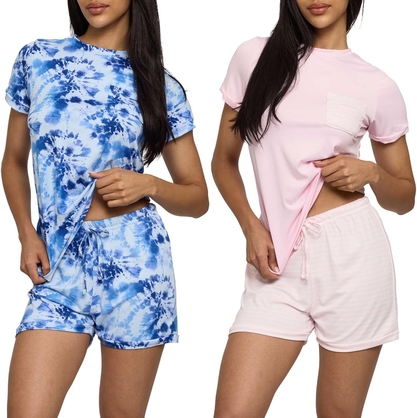 Lightweight Womens Short Sleeve Pajama Short Set - Comfy Sleepwear