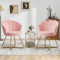 Furnimart Accent Chairs Set of 2 - Velvet Shell Vanity Chair, Gold