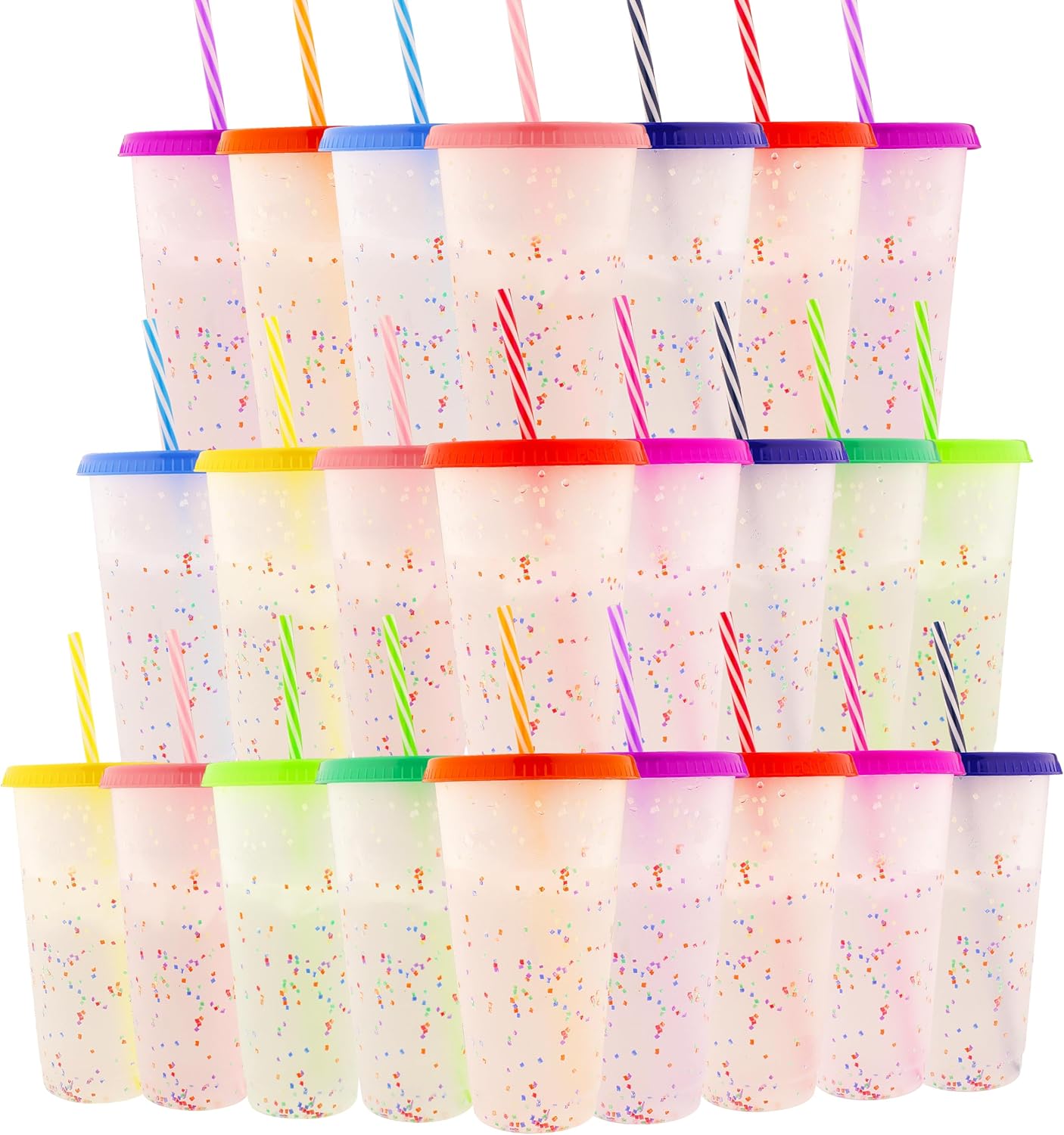 Color Changing Cups for Iced Coffee & Smoothies - 24 Pack