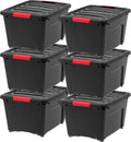 IRIS USA 32 Qt Stackable Plastic Storage Bins with Lids - 6 Pack