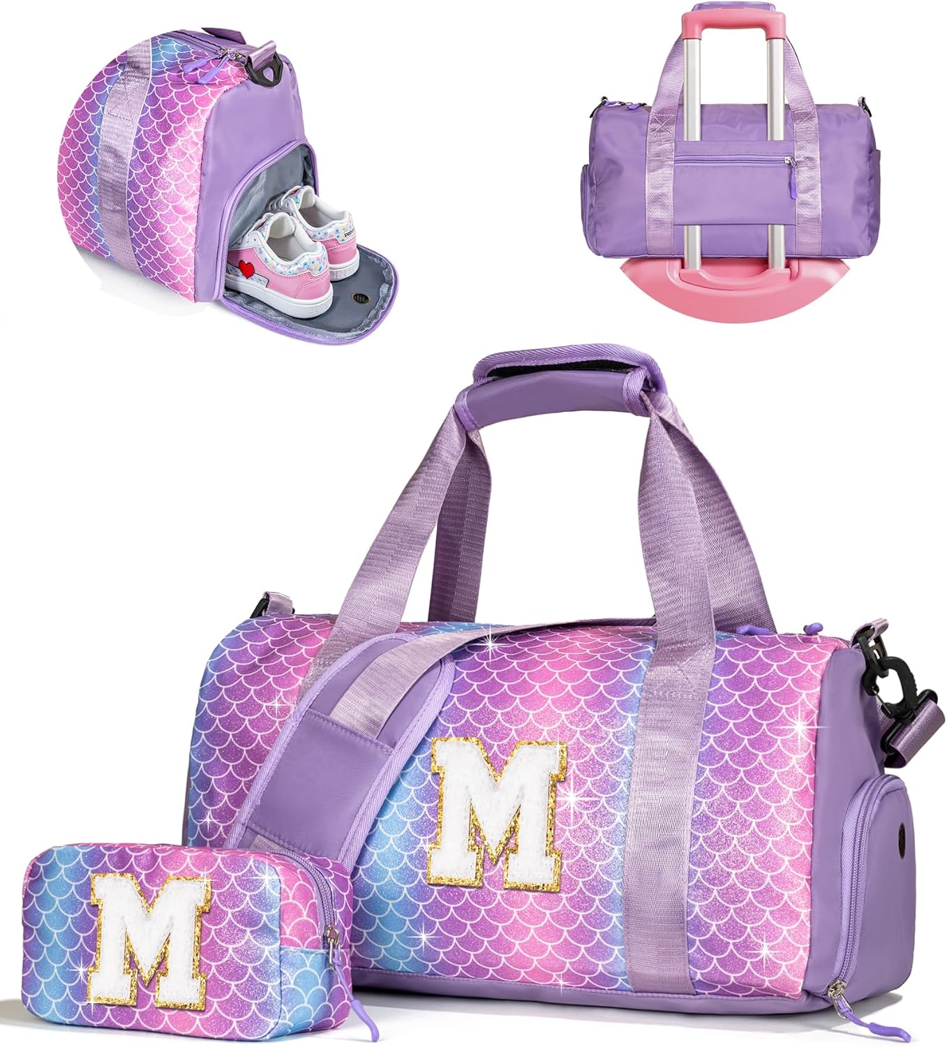 Personalized Gym Bag for Girls with Shoe Compartment Gift Set