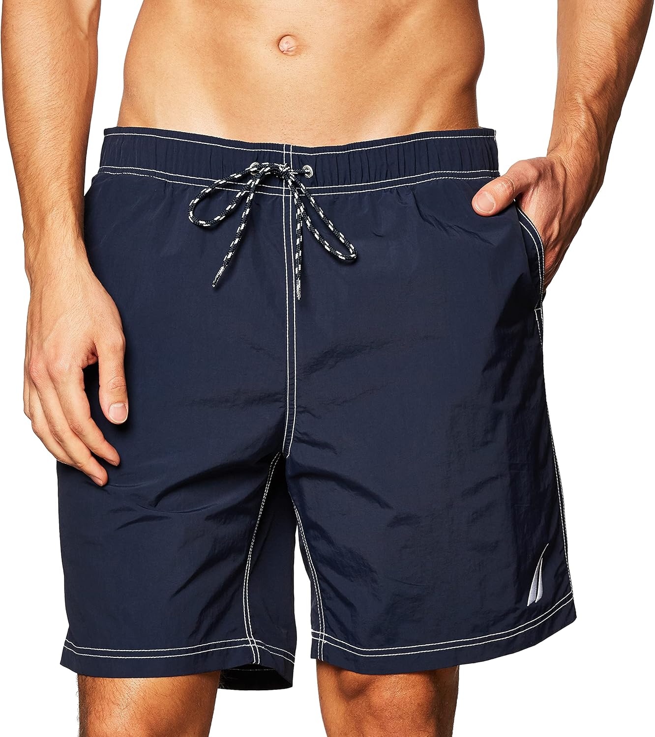 Nautica Men's Solid Quick Dry Classic Logo Swim Trunk Review