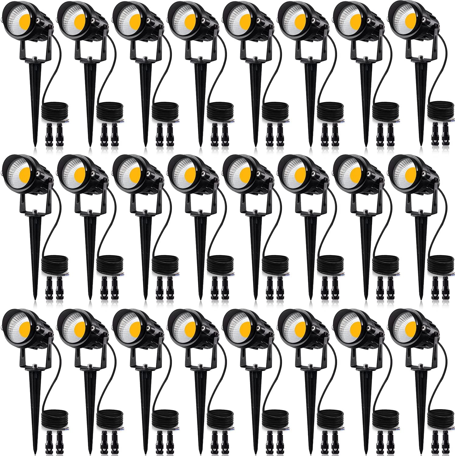 SUNVIE 24 Pack Low Voltage Landscape Lights for Outdoor Use