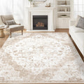 Area Rug 6x9 Living Room Washable Vintage Rug - Non-Slip Low-Pile
