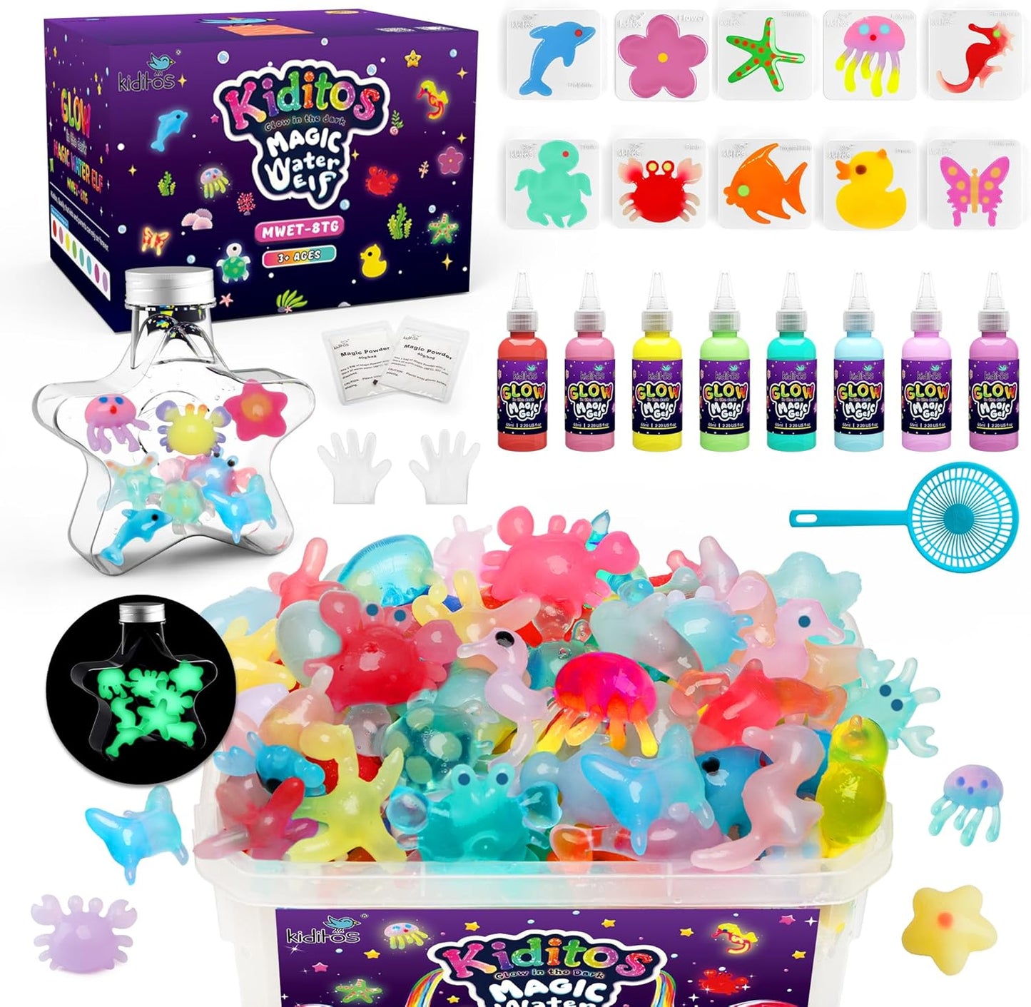 Kiditos Glow in The Dark Magic Water Elf Toy Kit for Kids