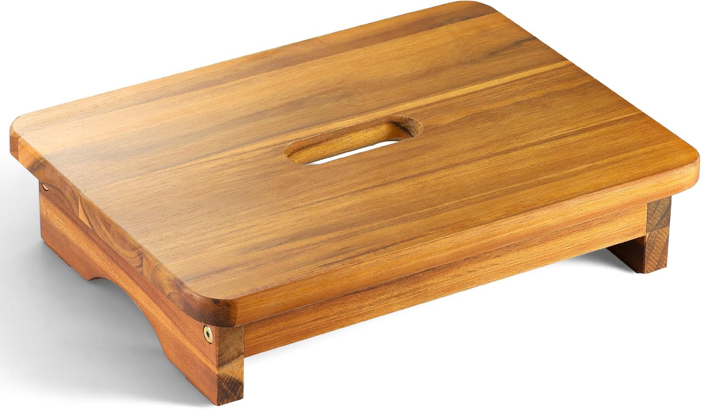 Wooden Step Stool for Adults - Heavy Duty Acacia Wood Design