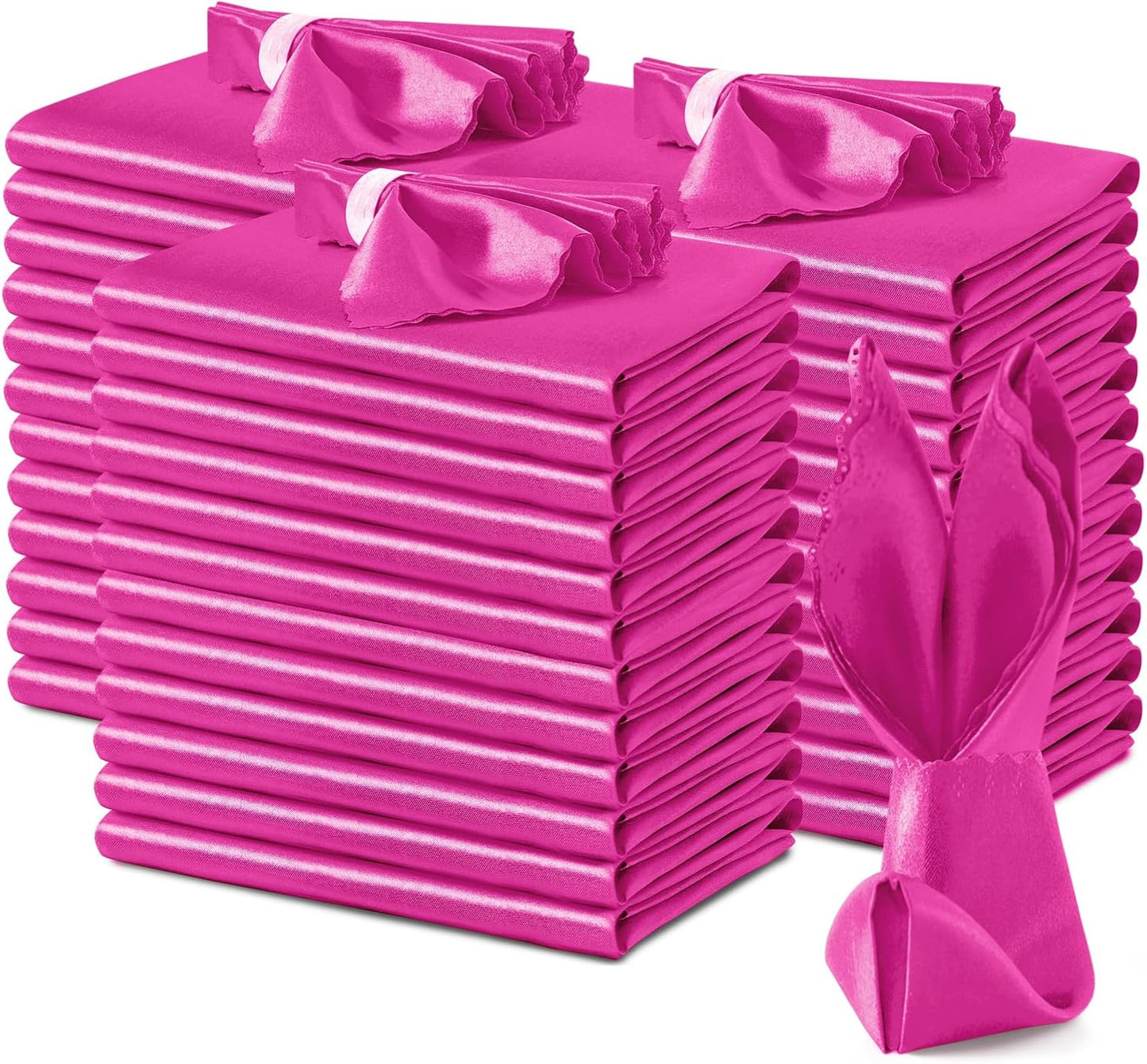 Hot Pink Satin Napkins for Elegant Weddings and Parties