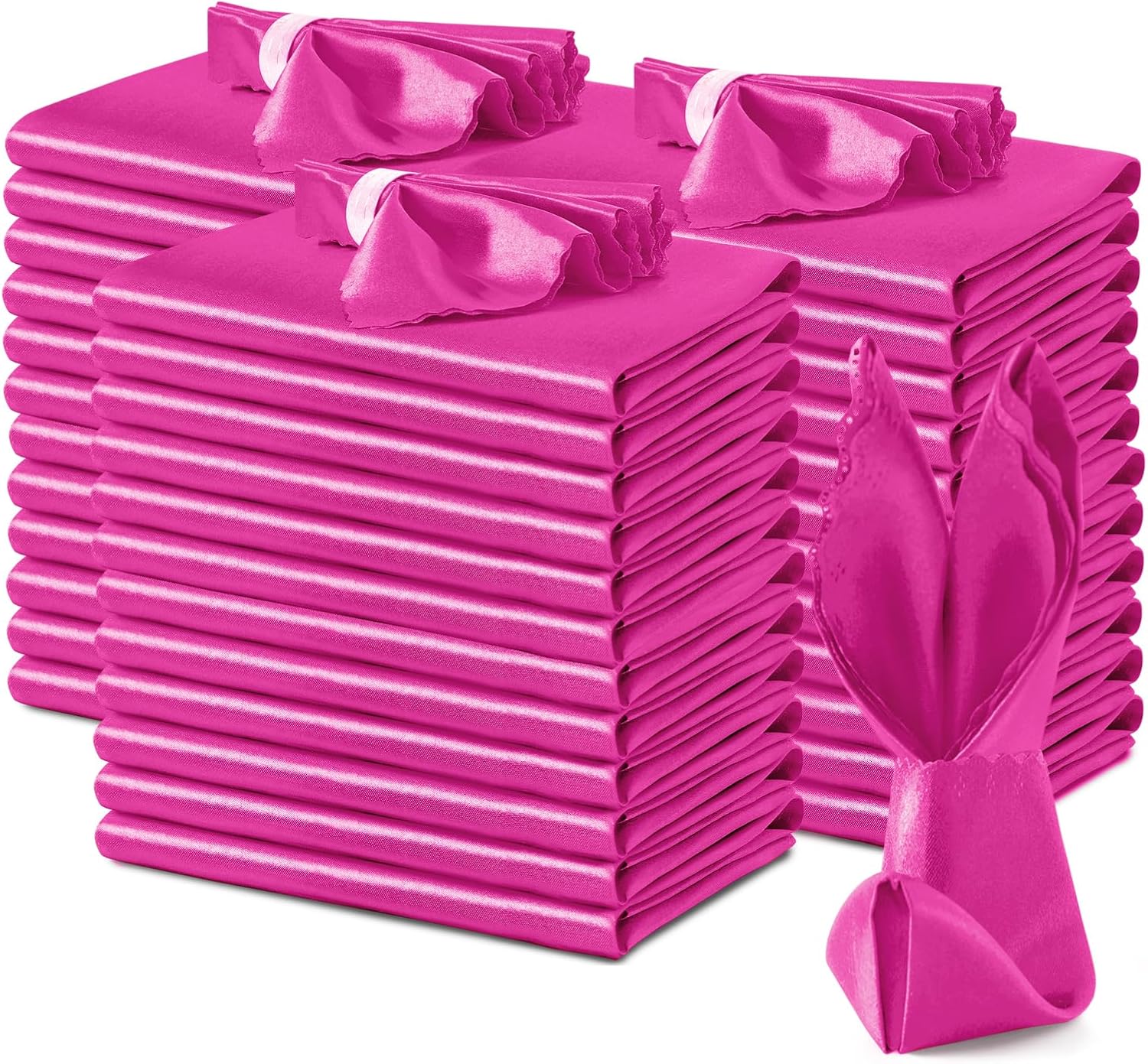 Hot Pink Satin Napkins for Elegant Weddings and Parties