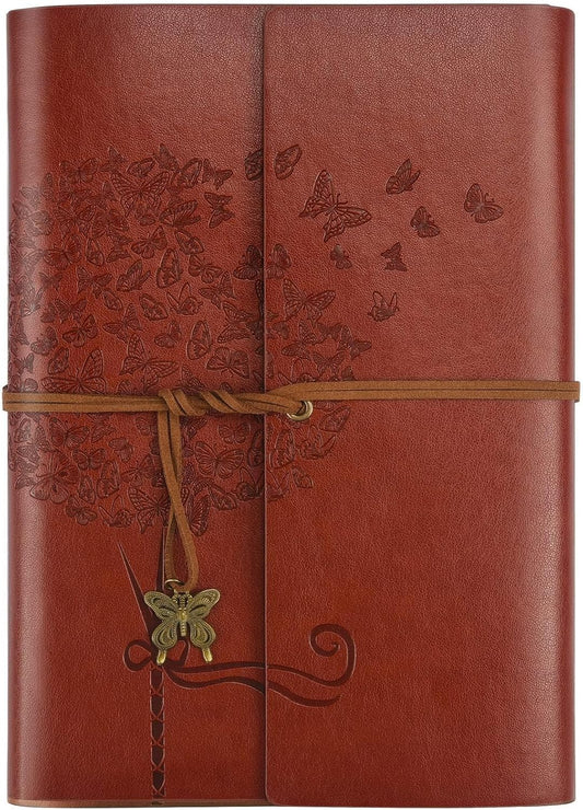 Refillable Leather Journal for Women - Red Brown A5