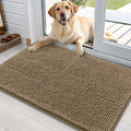 Dog Door Mat for Muddy Paws 36x24 - Soft Chenille Absorbent Tan
