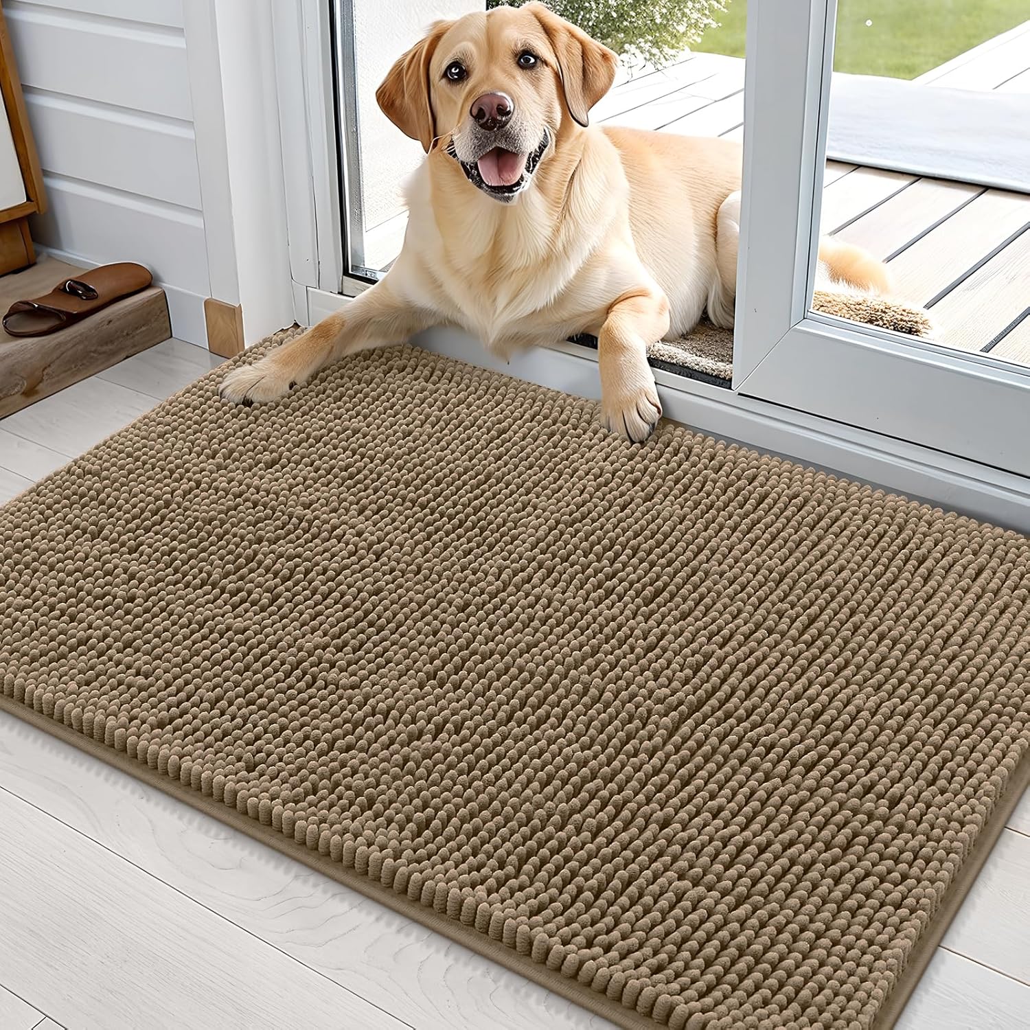 OLANLY Dog Door Mat for Muddy Paws - Absorbent Chenille Mat