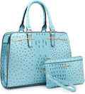 Women Satchel Tote Set 2pcs with Clutch - Vegan Leather, 3