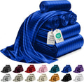 DECOLURE Satin Bed Sheets King Size - Luxury Silky Stripe Set