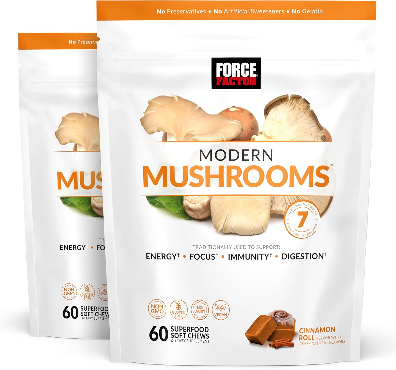 Force Factor Modern Mushrooms Soft Chews for Energy & Immunity