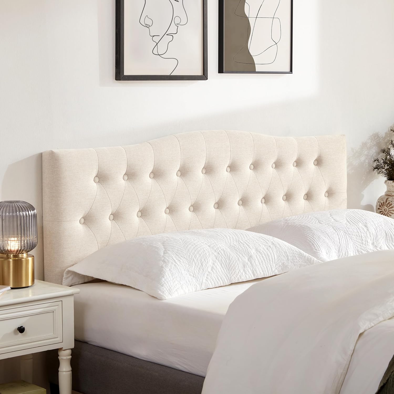 Tufted Upholstered Headboard Full Size with Adjustable Height