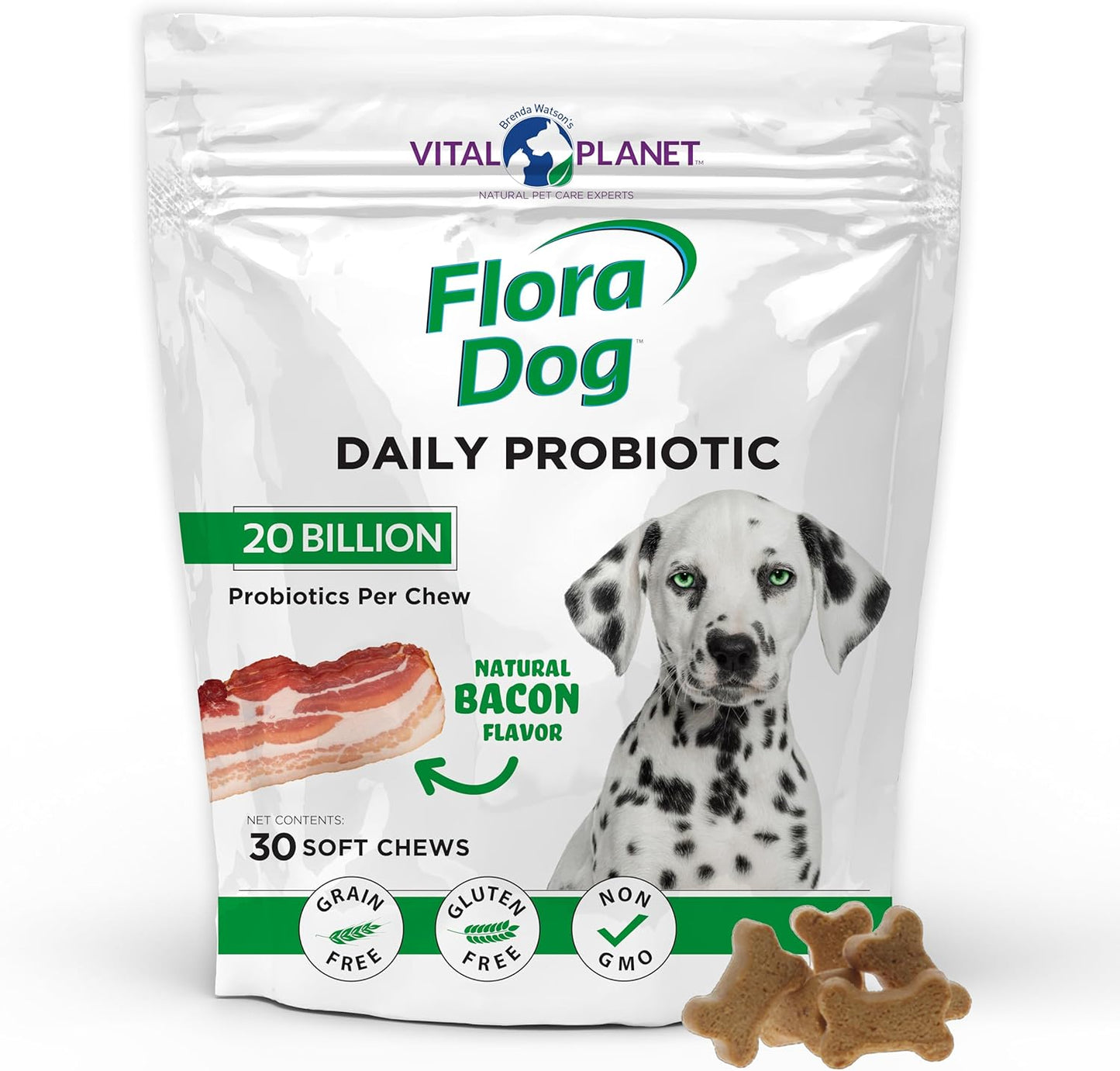 Flora Dog Probiotics by Vital Planet - Natural Chews for Dogs