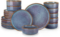 vancasso PLAYA Plates and Bowls Set for 8 - Grey-Blue Dinnerware