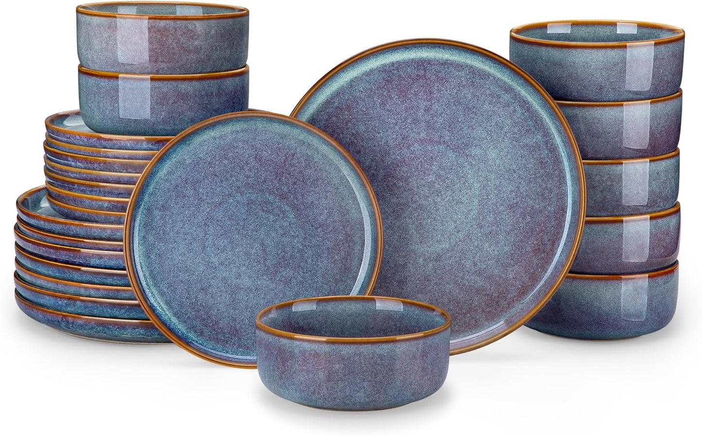 vancasso PLAYA Plates and Bowls Set for 8 - Grey-Blue Dinnerware