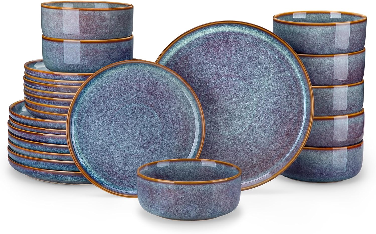 vancasso PLAYA Plates and Bowls Set for 8 - Grey-Blue Dinnerware