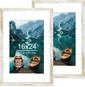 16x24 Frame Set of 2 Distressed White Wood Style - Rustic Wall Frames