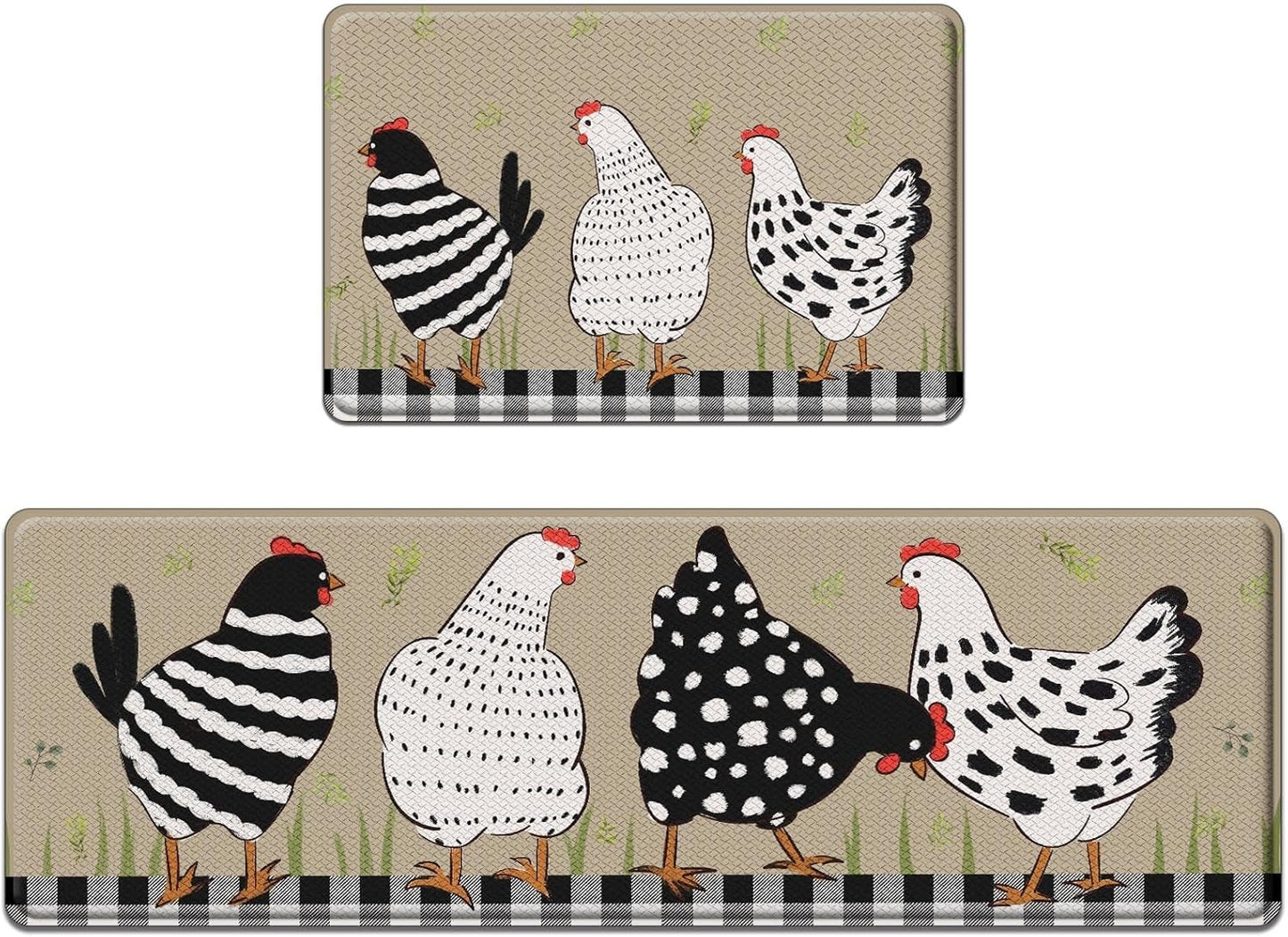 Anti-Fatigue Kitchen Rug Set of 2 Cushioned Chicken Mats