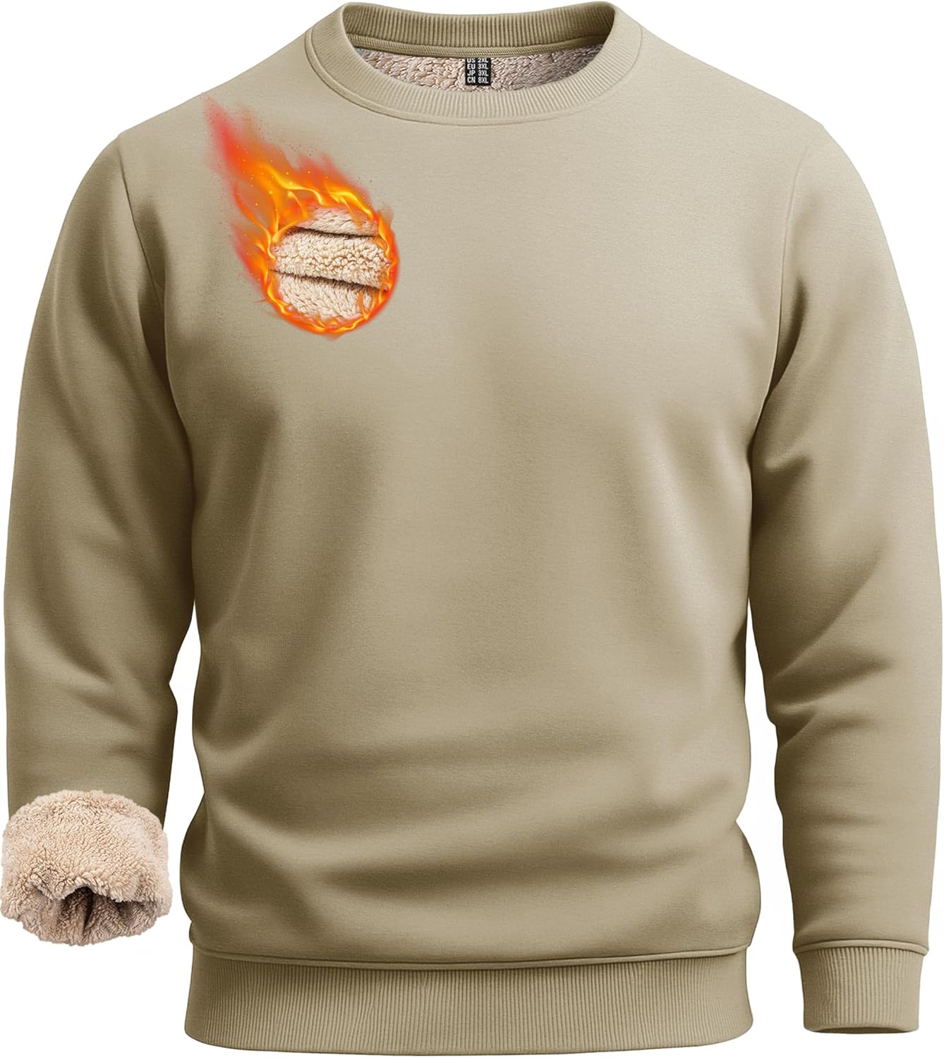 Boladeci Men's Full Sherpa Lined Crewneck Sweatshirts