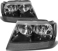 DNA Motoring Black Clear Headlights Assembly Compatible with 99-04