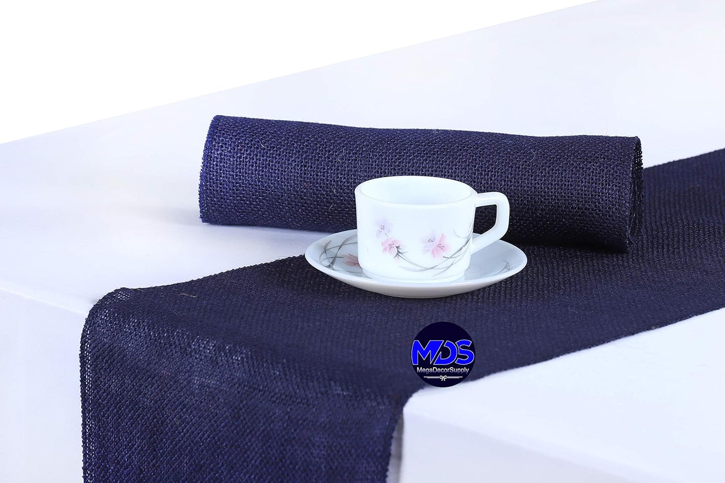 Navy Blue Burlap Table Runner Set of 15 for Rustic Decor
