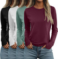 Neer 4 Pack Women's Long Sleeve Shirts with Thumb Holes - Soft Casual