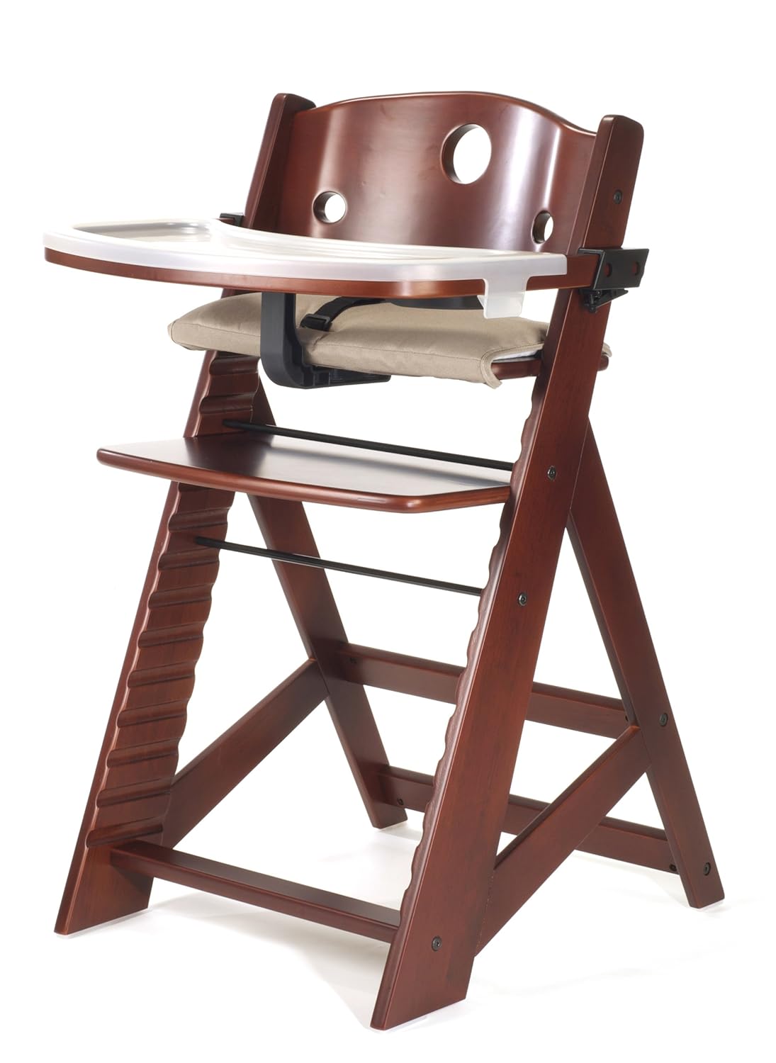 Height Right High Chair with Tray in Mahogany - Adjustable Comfort