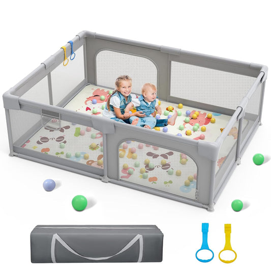Extra Large Baby Playpen, Sturdy Safety Playard with Soft Mesh