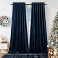 Dchola Navy Blue Velvet Window Curtains for Elegant Bedroom Decor