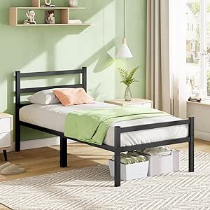 Mr IRONSTONE Twin Bed Frame with Headboard & Footboard for Comfort