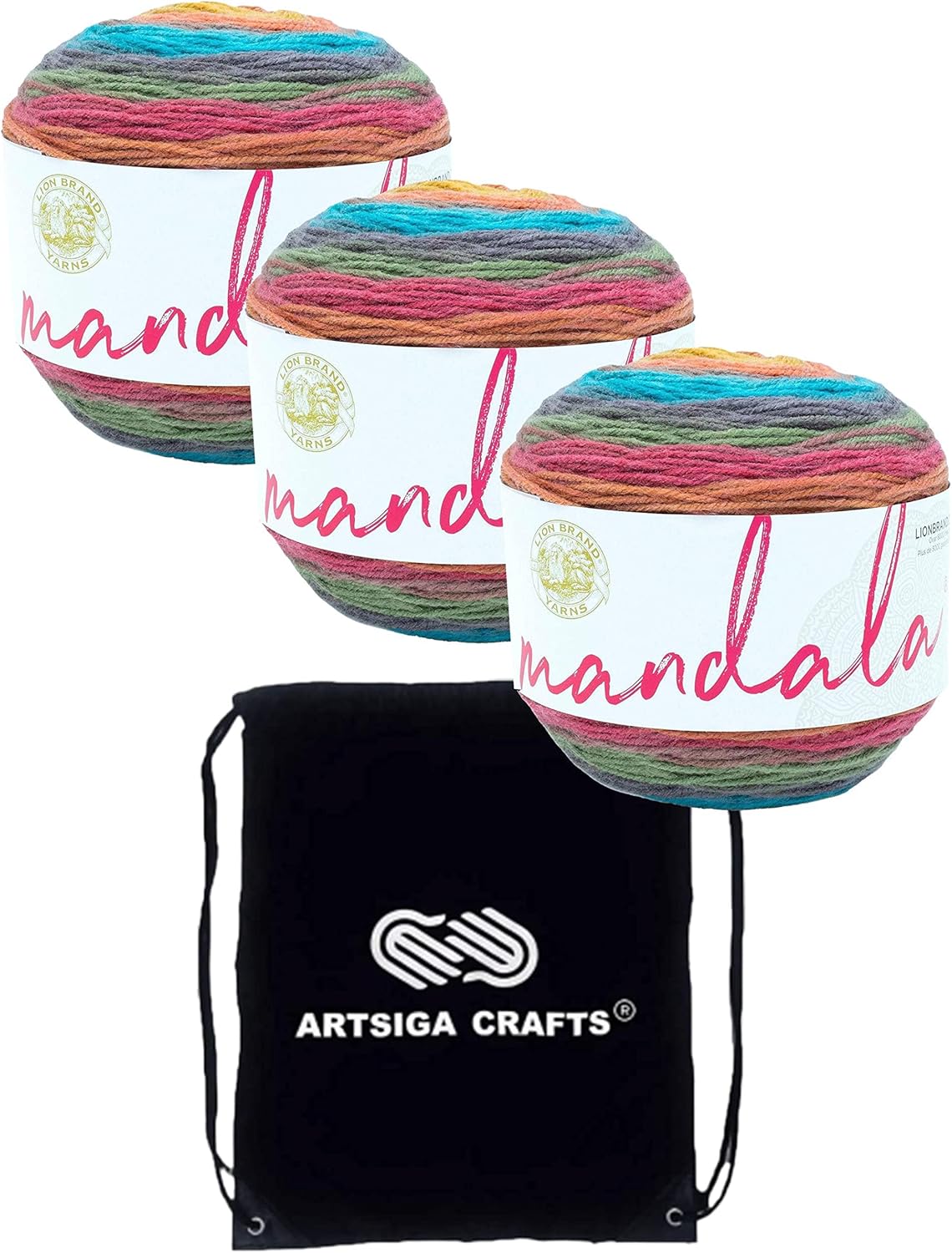 Lion Brand Mandala Groot DK Light Worsted Yarn with Project Bag