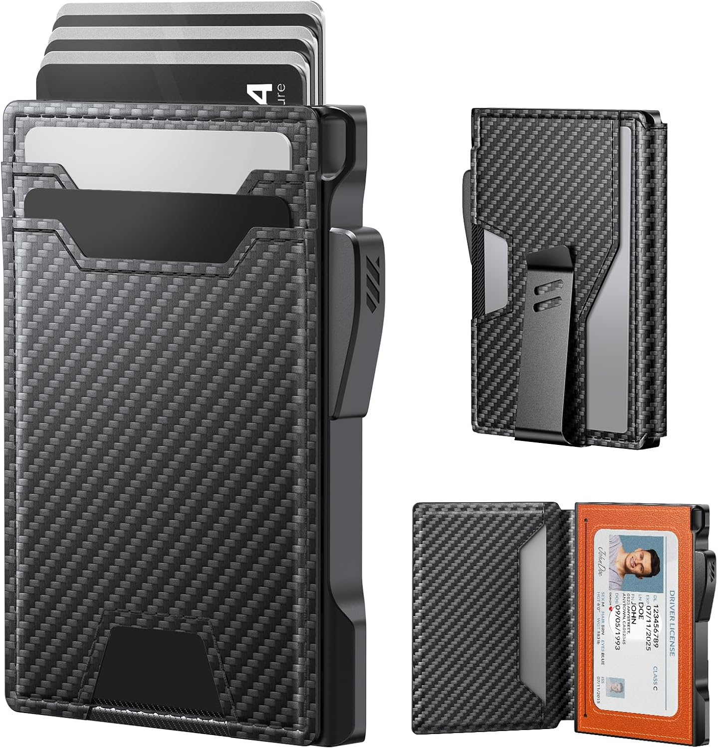 RFID-blocking Slim Leather Bifold Wallet with Money Clip