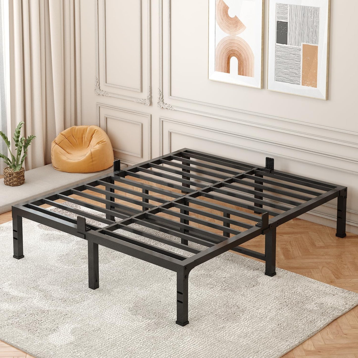FUIOBYVV Full Size Bed Frame - Heavy Duty Metal Platform Frame