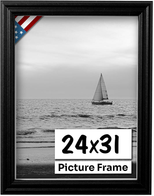 Black 24x31 Picture Frame - Handmade Solid Wood Wall Decor