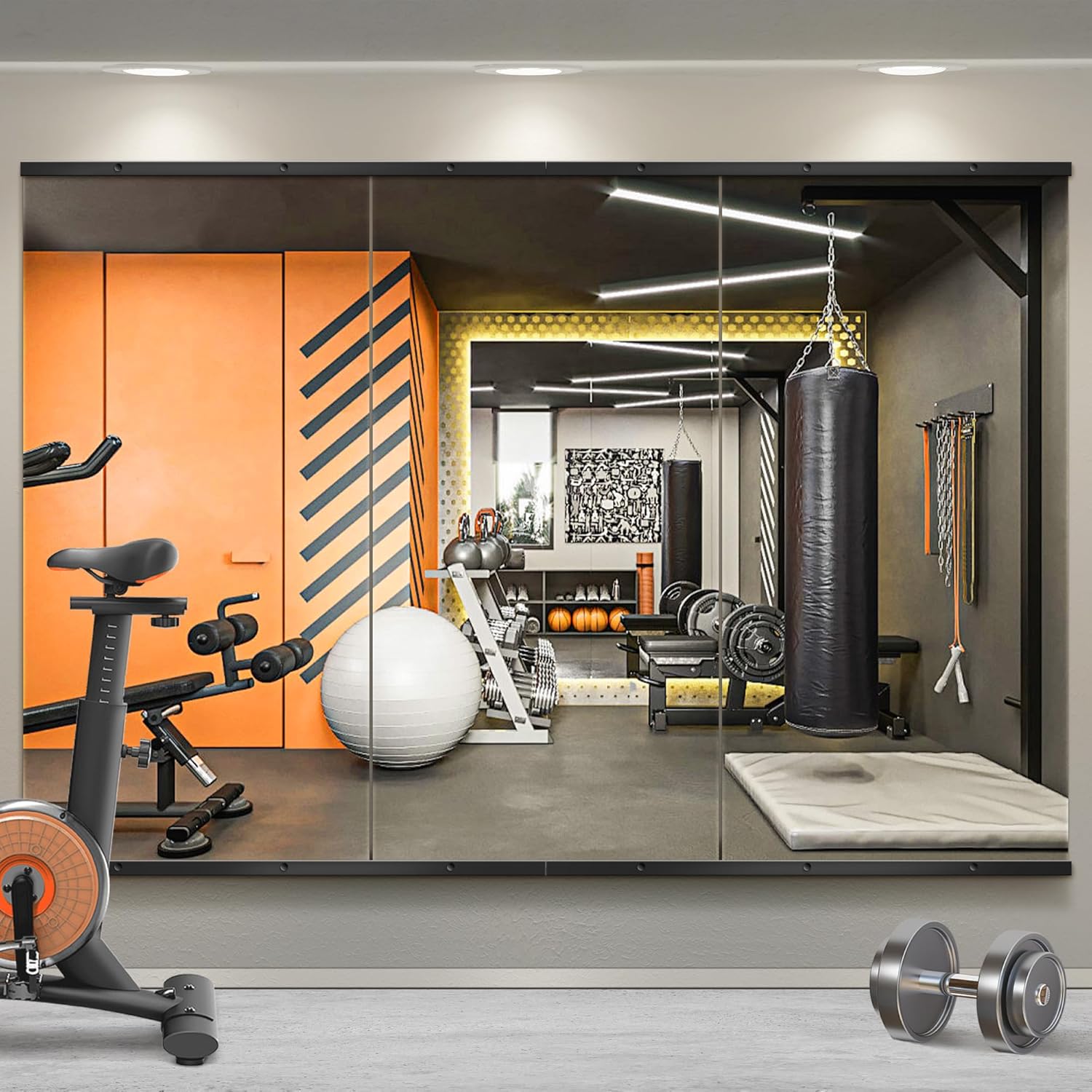 Home Gym Mirror for Wall - 3PCS Full Length Frameless Glass