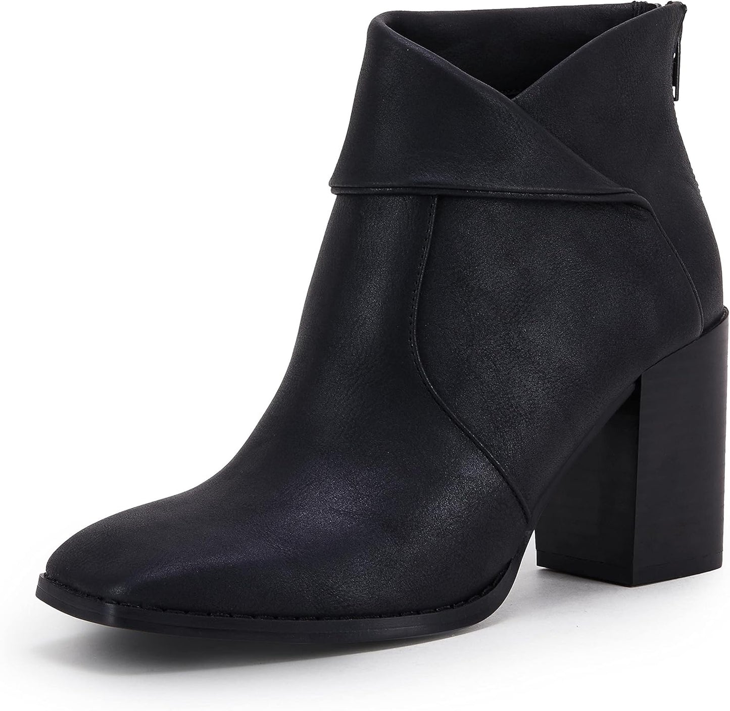 LAICIGO Women's Square Toe Ankle Boots with Chunky Heel Style