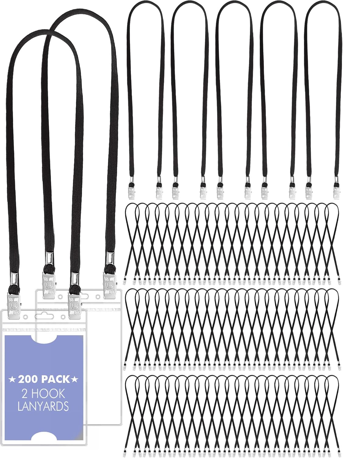 200 Pack Double Clip Lanyards for Face Masks and ID Badges