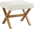 Small Mid-Century Ottoman Foot Rest - Compact Linen Stool