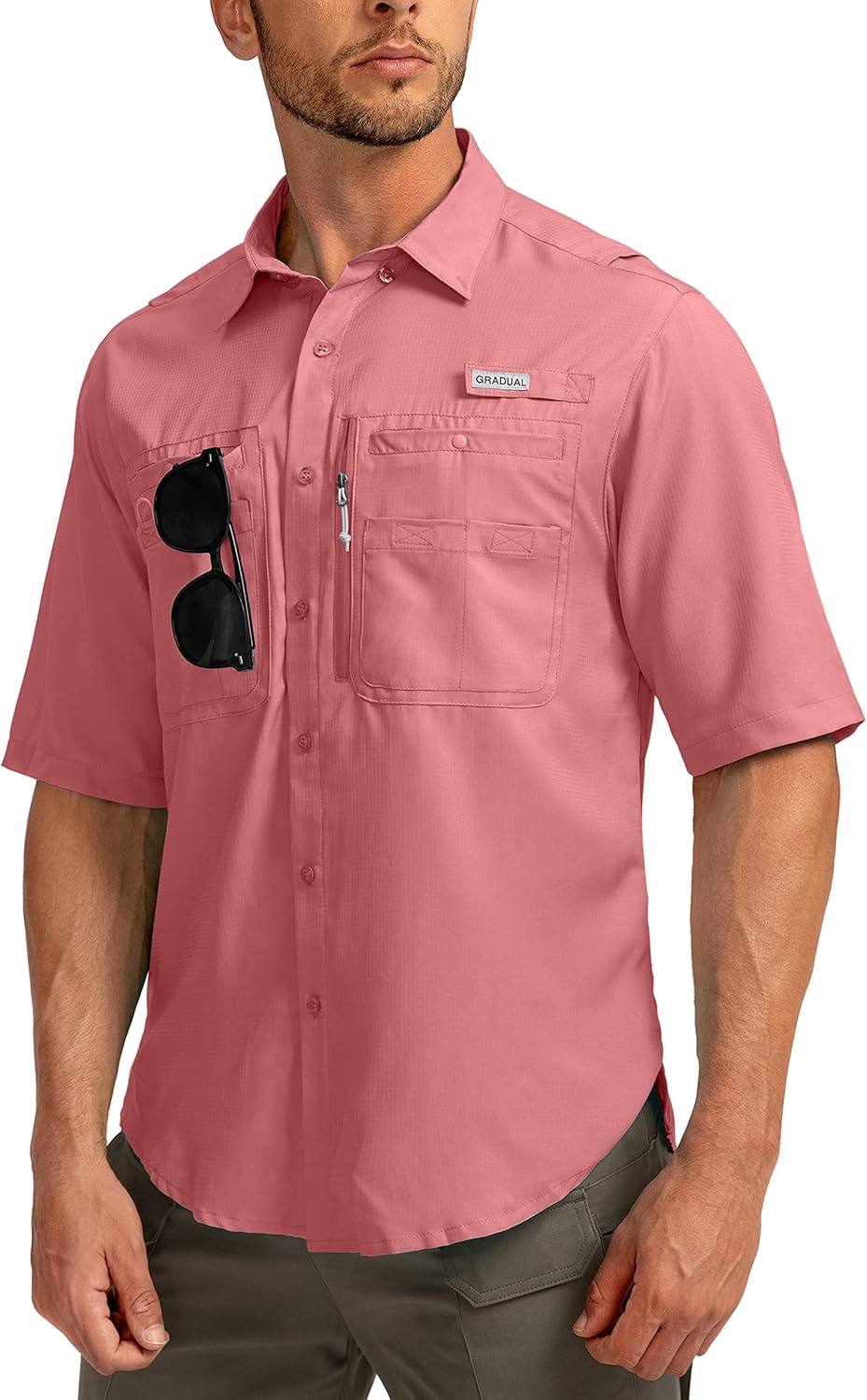 Men's Fishing Shirts with Zipper Pockets for Outdoor Comfort