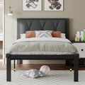 Feonase Twin Metal Bed Frame with Tufted Headboard - 12in Storage