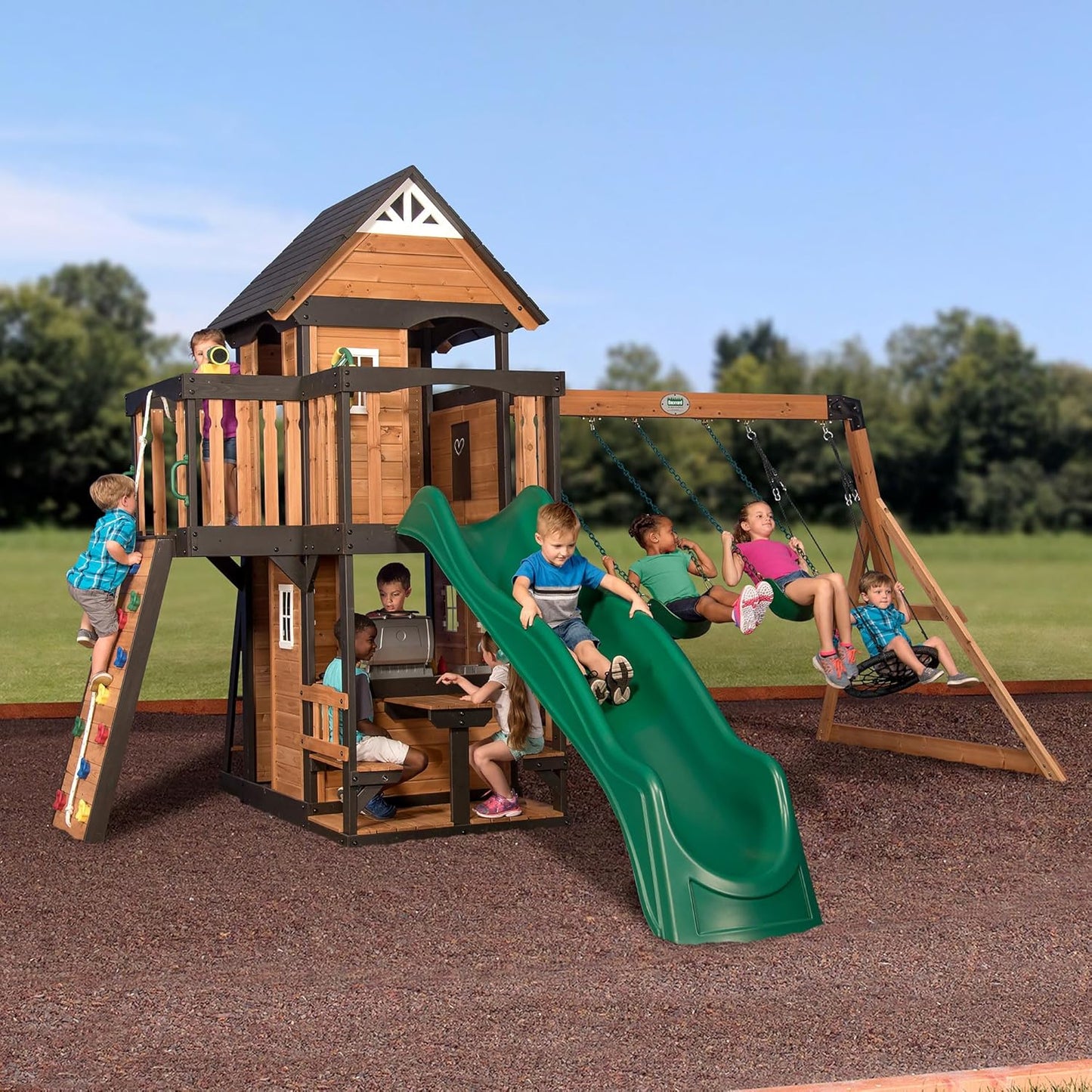Backyard Discovery Canyon Creek Cedar Wood Swing Set Adventure