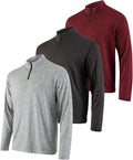 Men's Quarter Zip Active Shirt 3-Pack - Lightweight Performance up