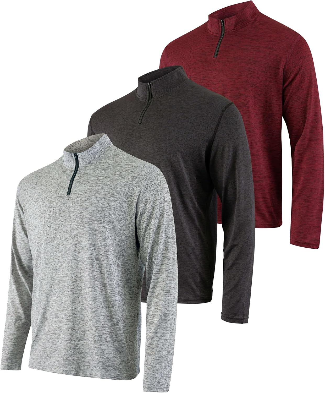 Real Essentials Men's Dry-Fit Quarter Zip Pullover 3 Pack
