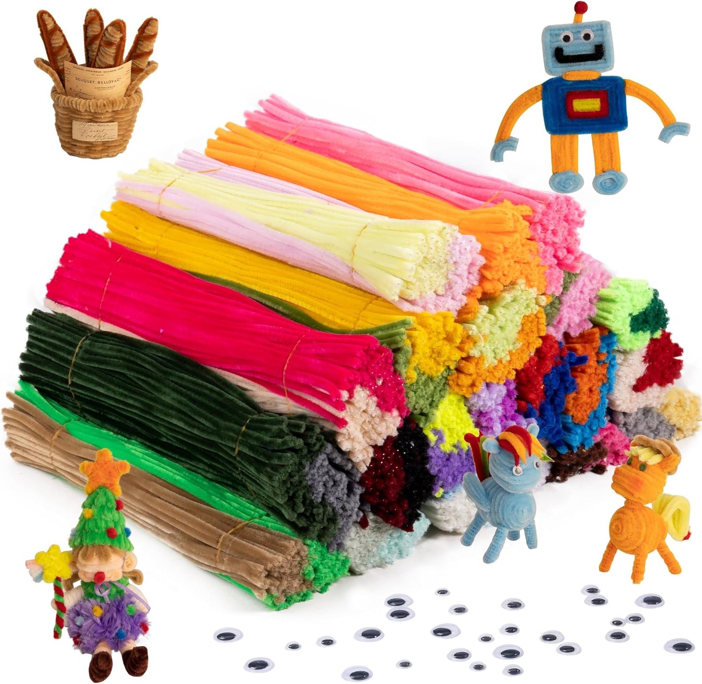 Caydo 3000 Pieces Pipe Cleaners for Creative Art Projects
